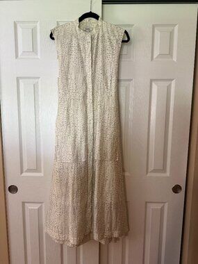 COS Cream Black Printed Button Front Maxi Dress Size 8 Tie Waist